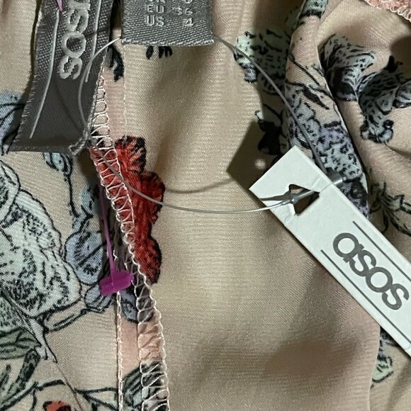 𝅺ASOS NWT Floral Strappy Jumpsuit Pink Size 4 - Picture 10 of 14
